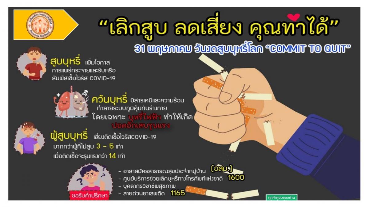 31 พฤษภาคม 2564 วันงดสูบบุหรี่โลก "COMMIT TO QUIT"